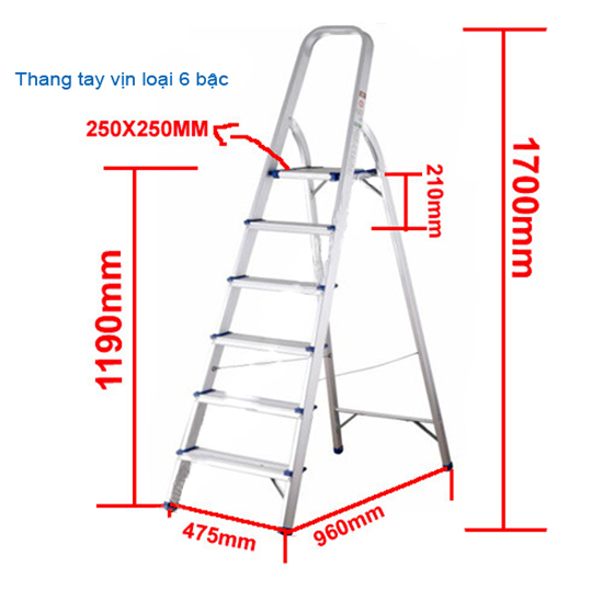 Thang nhôm ghế 6 bậc 