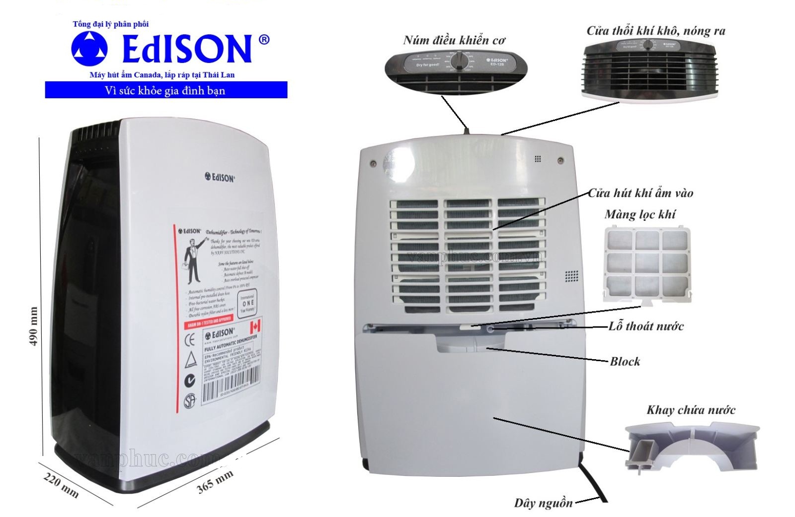 Máy hút ẩm Edison ED-16B 